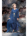 tunique en lin bleu intense pour une virée orientale, Sarouel jupe assorti