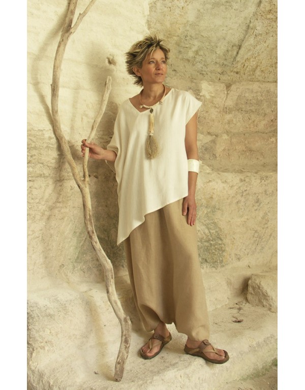 JUPE SAROUEL BEIGE EN LIN