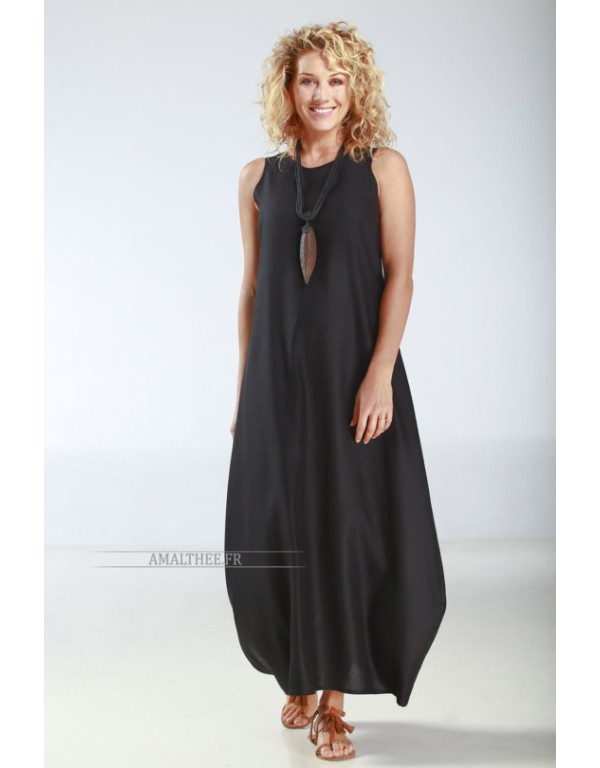 ROBE OLGA EN LIN TENCEL NOIR