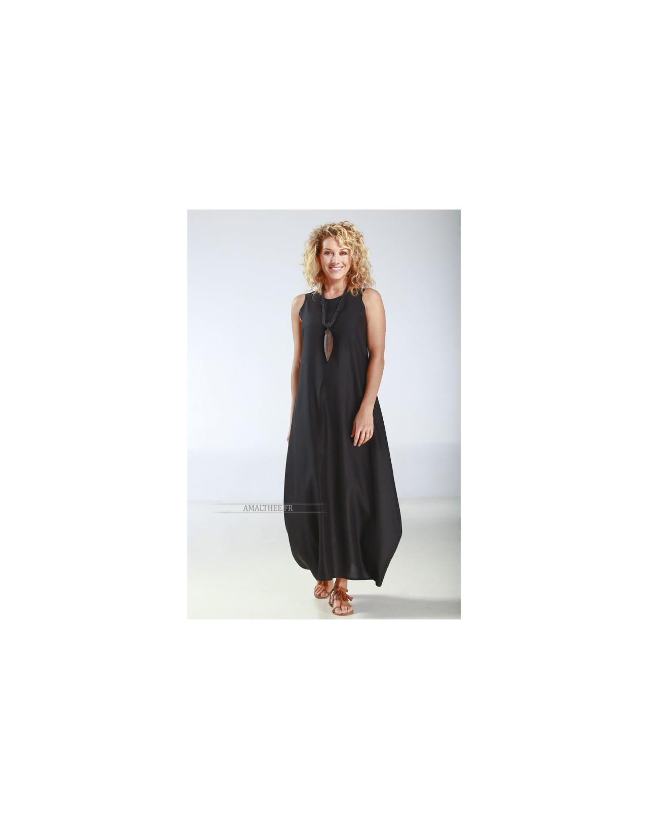 ROBE OLGA EN LIN TENCEL NOIR