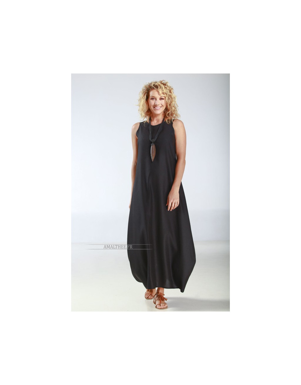 ROBE OLGA EN LIN TENCEL NOIR