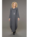 ROBE MANON SURPIQUÉE EN LIN GRIS ARDOISE