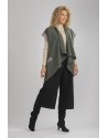 GILET VESTE ALICE SANS MANCHES EN LIN LAINE VERT AMANDE/GRIS