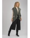 GILET VESTE ALICE BICOLORE SANS MANCHES EN LIN LAINE VERT AMANDE/GRIS (DÉLAI 15 JOURS)