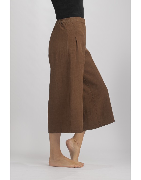 PANTALON JUPE CULOTTE AXEL EN LIN LAINE CAMEL