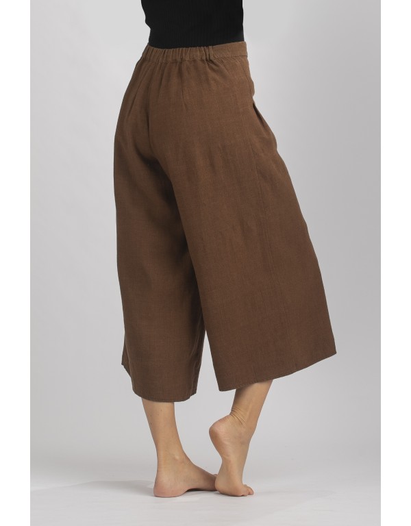 PANTALON JUPE CULOTTE AXEL EN LIN LAINE CAMEL