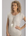 COLLIER MEDAILLON  NACRE AVEC CHAINE  EN LAITON