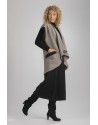 GILET VESTE ALICE BICOLORE SANS MANCHES EN LIN LAINE GRIS TAUPE/NOIR (Délai 15 jours)