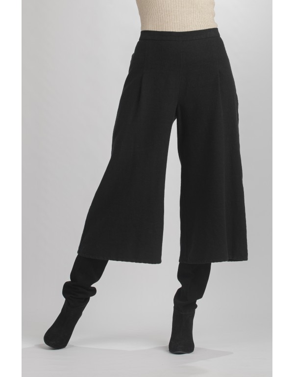 PANTALON JUPE CULOTTE AXEL EN LIN LAINE NOIR
 Taille-Taille 1