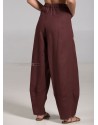 PANTALON BULLE EN LIN ACAJOU