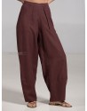 PANTALON BULLE EN LIN ACAJOU