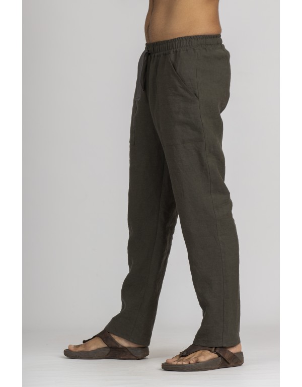 PANTALON EN LIN VERT SAPIN JULES