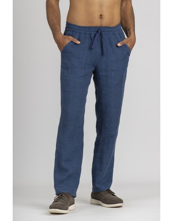 PANTALON EN LIN BLEU INDIGO JULES
 Taille-M