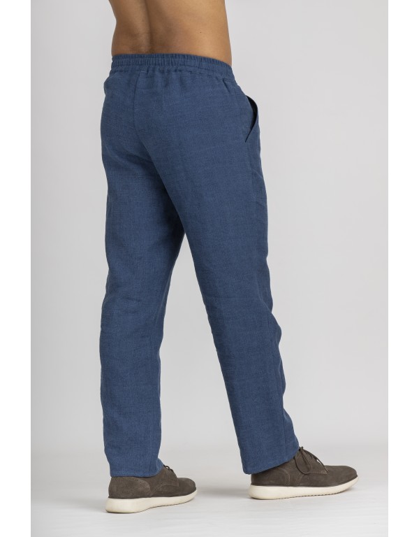 PANTALON EN LIN BLEU INDIGO JULES