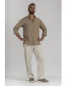 CHEMISE EN LIN  EPAIS KAKI MANCHES LONGUES  ARTHUR