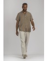 CHEMISE COL MAO EN LIN  BEIGE KAKI SOAN