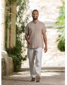 Ensemble en lin homme beige kaki – Chemise Soan manches courtes et pantalon en lin