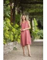 ROBE ELENA EN LIN ROSE FRAMBOISE