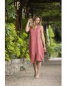 ROBE ELENA EN LIN ROSE FRAMBOISE