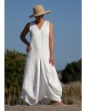 Robe longue Moon  en lin blanc