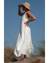 Robe longue Moon  en lin blanc