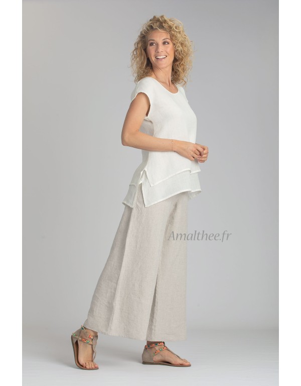 TOP SELENE EN VOILE DE LIN ET PANTALON BABA EN LIN FICELLE