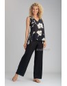 TOP VESUVE AVEC IMPRIMES FLORALES SUR PANTALON NOIR