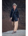 VESTE KIMO EN LIN NOIR ET SAROUEL JUPE HAVANE