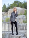 TOP CAMILLE BICOLORE EN LIN CHAMBRAY GRIS PIERRE/TAUPE AVEC JEGGING NOIR