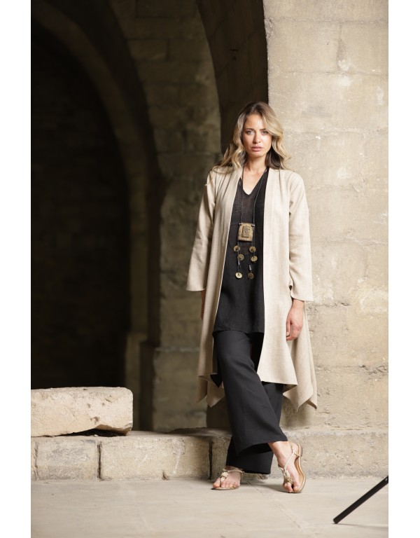 MANTEAU SAHARA EN LIN COULEUR FICELLE