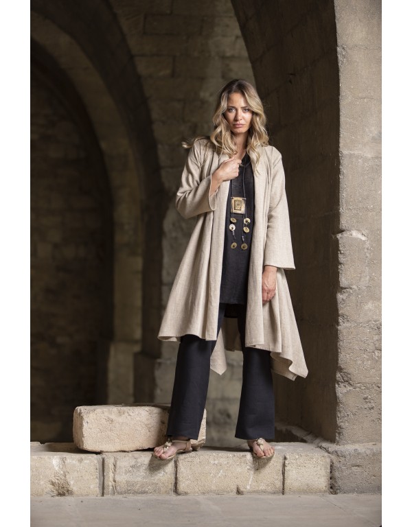 MANTEAU DUNE EN LIN COULEUR FICELLE