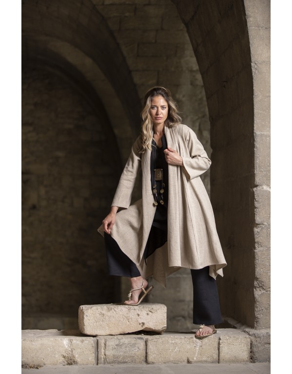 MANTEAU DUNE EN LIN COULEUR FICELLE