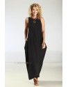 Robe longue noire Anima en lin et Tencel fluide