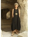 Robe longue noire Anima en lin et Tencel fluide