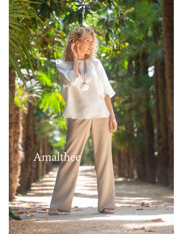 PANTALON DROIT EN LIN SABLE BARBARA