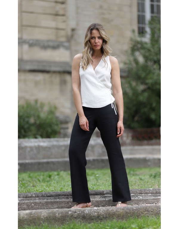 Pantalon en lin noir femme – Coupe droite Barbara