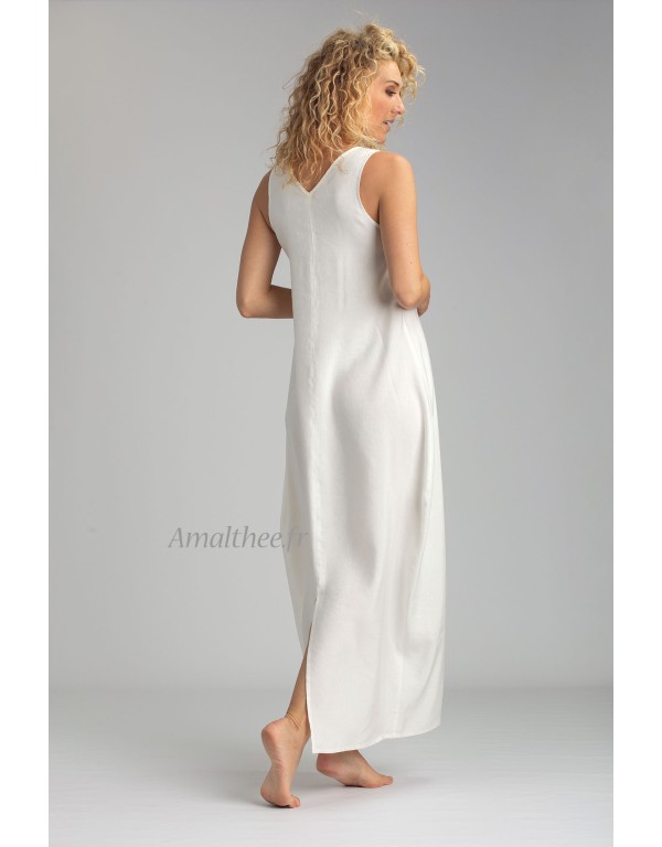 ROBE LUNE EN LIN/VISCOSE BLANC CASSE