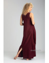 ROBE LUNE EN LIN/VISCOSE COULEUR CASSIS