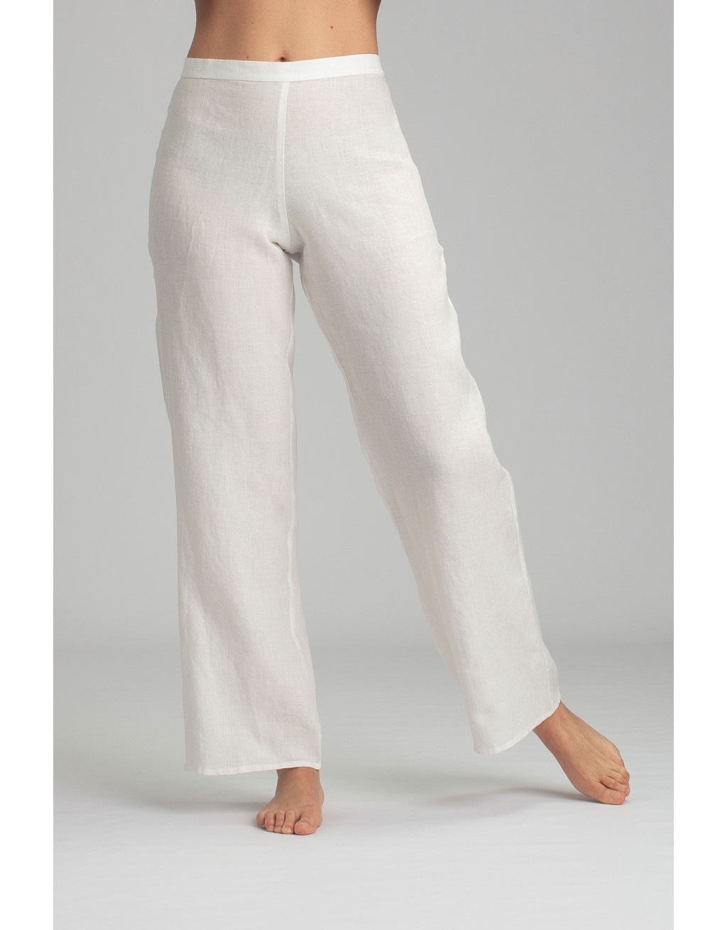 PANTALON BARBARA DROIT EN LIN BLANC PANTALON BARBARA DROIT EN LIN BLANC
