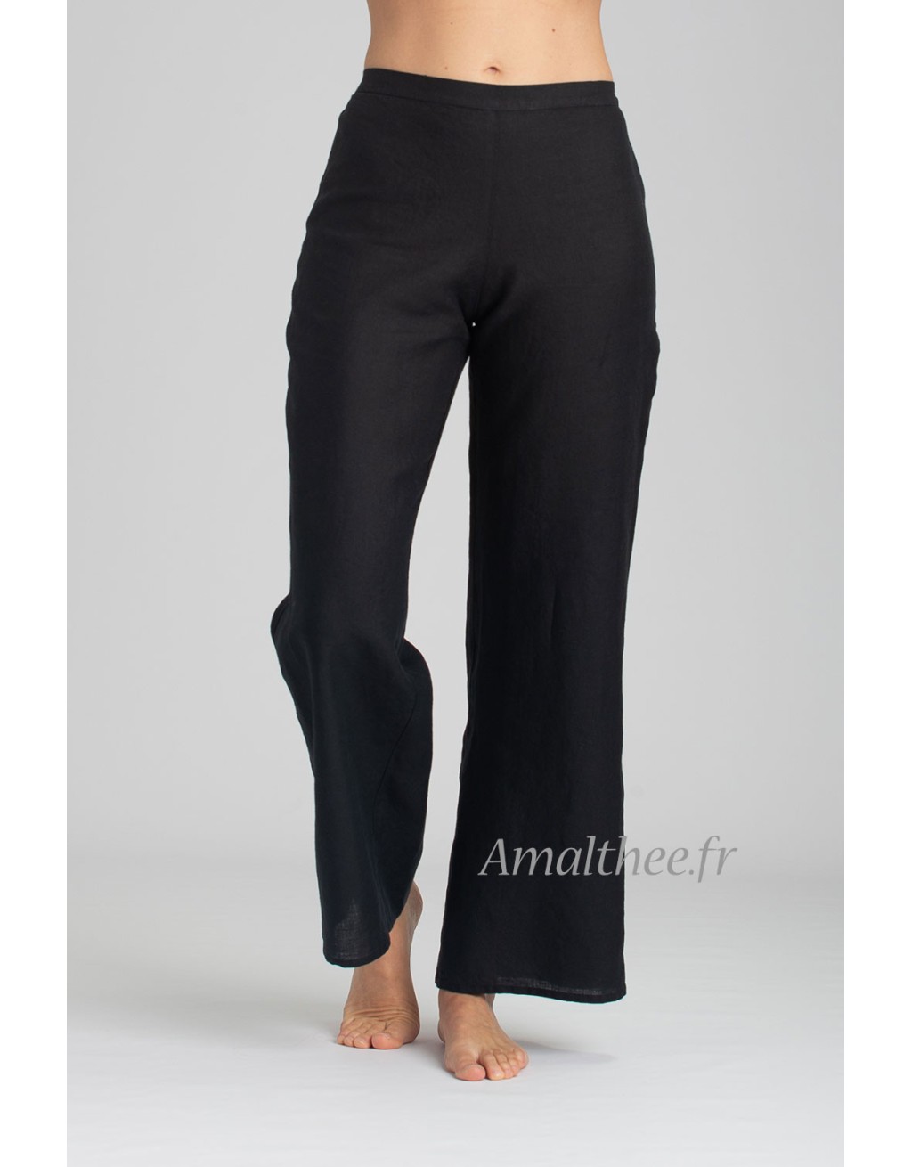 PANTALON BARBARA DROIT EN LIN NOIR PANTALON BARBARA DROIT EN LIN NOIR