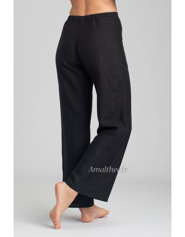 PANTALON BARBARA DROIT EN LIN NOIR