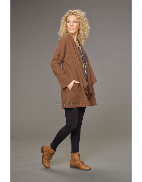 MANTEAU LISE EN LIN LAINE CAMEL