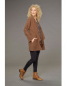 Manteau Lise en lin laine camel (avec lien sur le côté)