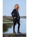 Manteau Lise en lin laine noir (avec lien sur le côté)