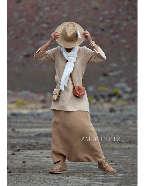 Tunique Indie en lin chambray beige