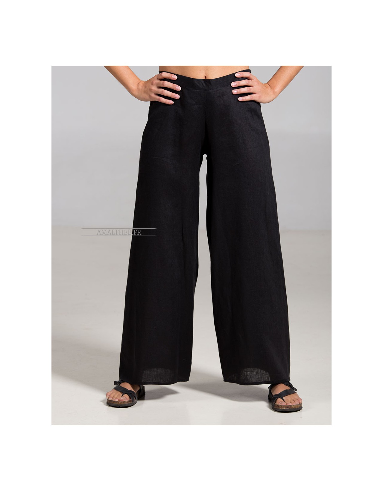 Pantalon Baba en lin noir