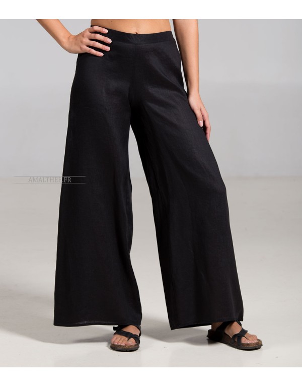 PANTALON LARGE BABA EN LIN NOIR