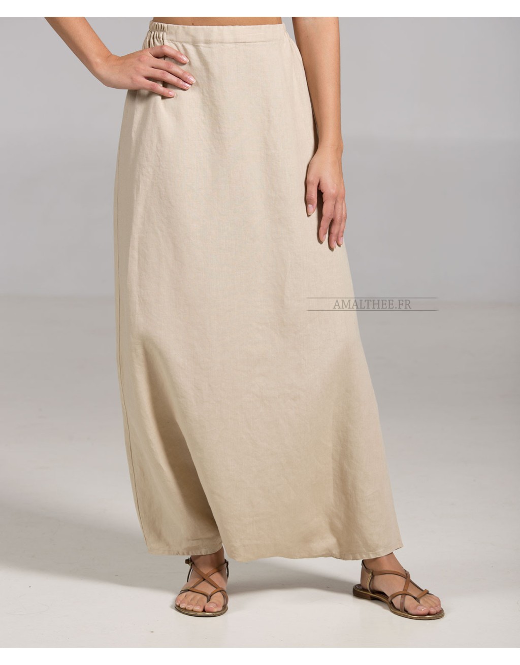 Sarouel-jupe en lin couleur sable