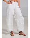 Pantalon large Bulle en lin blanc cassé