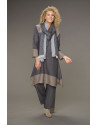 Tunique Elisa en lin chambray version robe bicolore gris ardoise /taupe